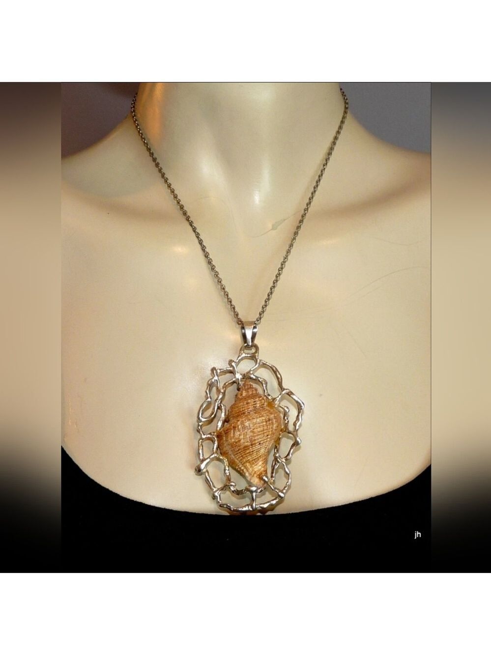 Silver and Gold Shell Pendant Necklace